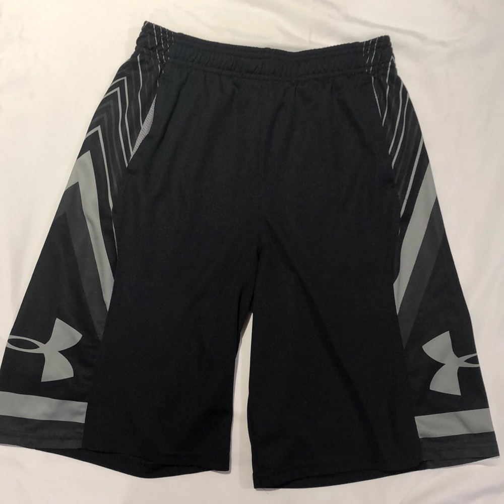 Boys Black and Grey Under Armour Athletic Shorts